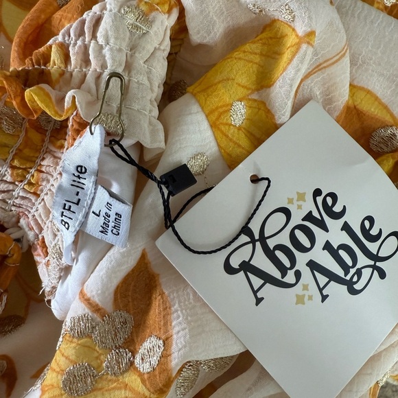 BTFL-life Retro Floral Ambrielle Floral Smocked Long Sleeve Mini Dress Large - Picture 5 of 8